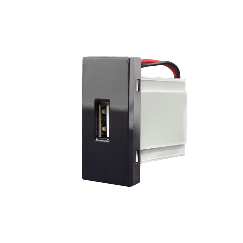 Modulo Tomada USB 2A  Inova Black Piano - Alumbra