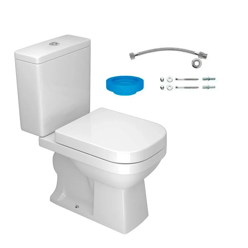 Kit Vaso Sanitário Quadra C/ Caixa Acoplada Branco - Deca Kit Vaso Sanitário Quadra C/ Caixa Acoplada Branco - Deca