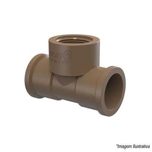 Tê com Rosca Na Bolsa Central PVC  Solda 25mm e Rosca 1/2´ - Tigre