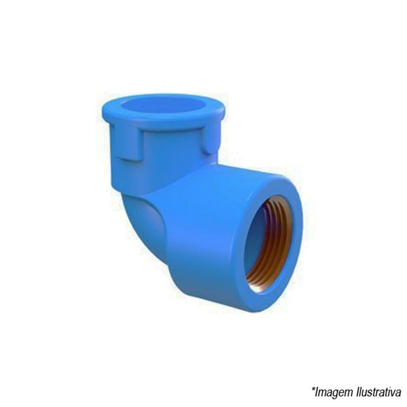 Joelho 90º Azul com Bucha de Latão  Solda 20mm e Rosca 1/2´ - Tigre Joelho 90º Azul com Bucha de Latão  Solda 20mm e Rosca 1/2´ - Tigre