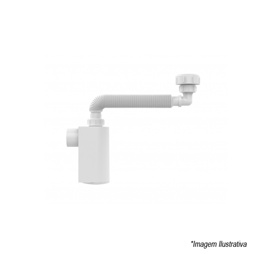 Sifão Universal de Parede com Copo  Branco - Blukit