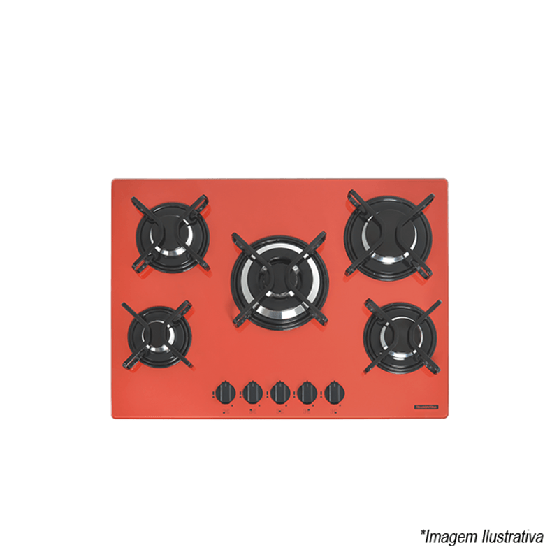 Cooktop Penta Tripla Chama Vermelho - Tramontina Cooktop Penta Tripla Chama Vermelho - Tramontina