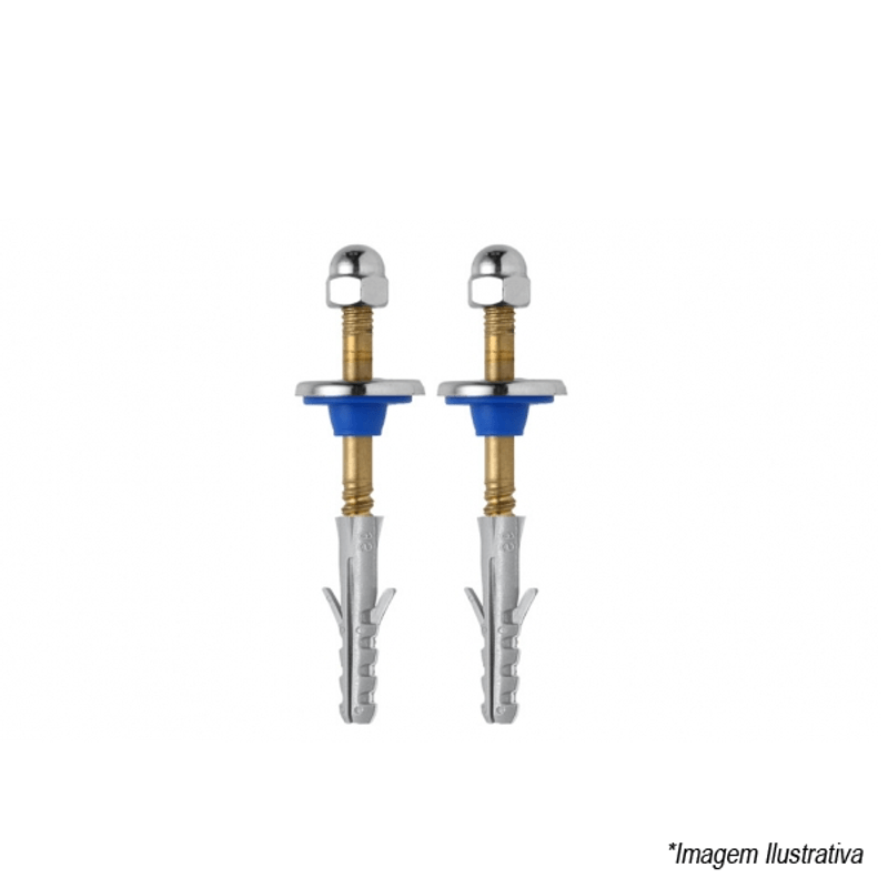 Par de Parafusos Fixadores para Vaso Sanitário de Latão 1/4´ 80mm 10054421 Blukit Par de Parafusos Fixadores para Vaso Sanitário de Latão 1/4´ 80mm 10054421 Blukit