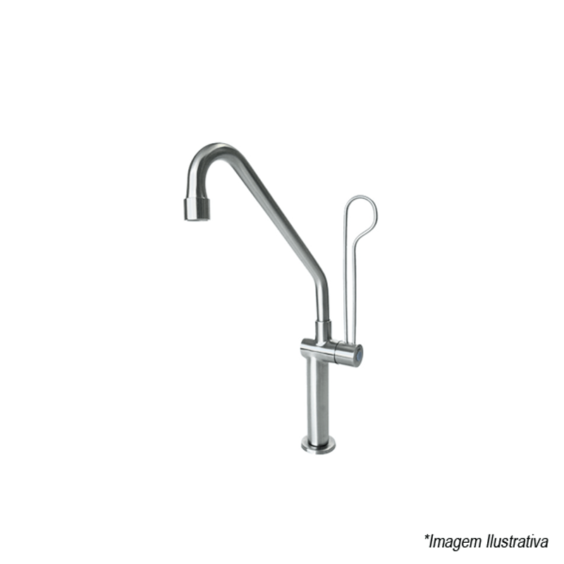 Torneira Clínica Hospitalar Bica Alta com Alavanca Cromada - Wog Torneira Clínica Hospitalar Bica Alta com Alavanca Cromada - Wog