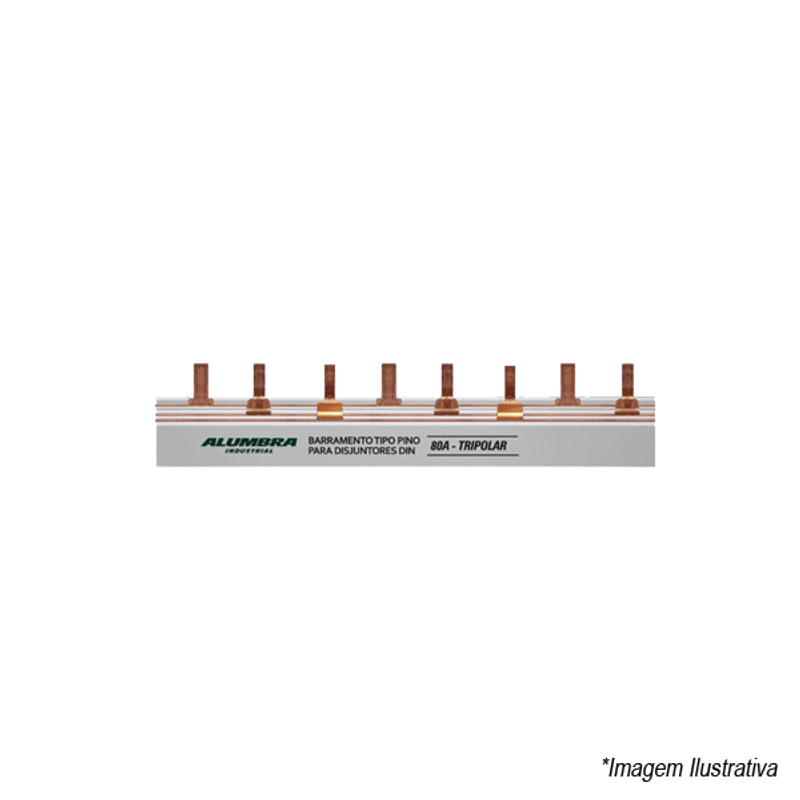 Barramento Tripolar Tipo Pino 80A 12 Pinos 8914 Alumbra Barramento Tripolar Tipo Pino 80A 12 Pinos 8914 Alumbra