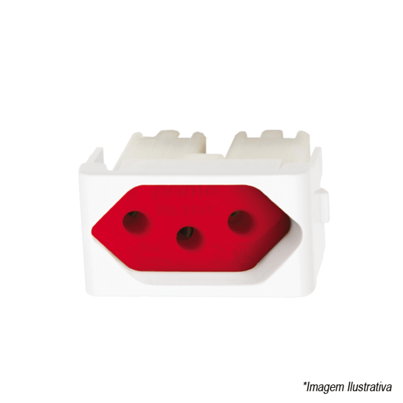 Tomada 2P+T 10A 250V Branco Com Fundo Vermelho PRM04741 Schneider