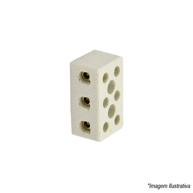 Conector Porcelana Tripolar 10mm CP1033 Conector Porcelana Tripolar 10mm CP1033
