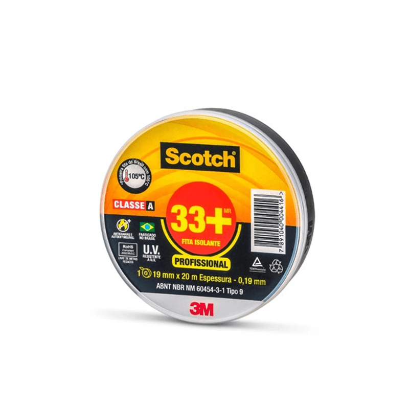 Fita Isolante Scotch 33+ 19mm x 20mts H0002243782 - 3M Fita Isolante Scotch 33+ 19mm x 20mts H0002243782 - 3M