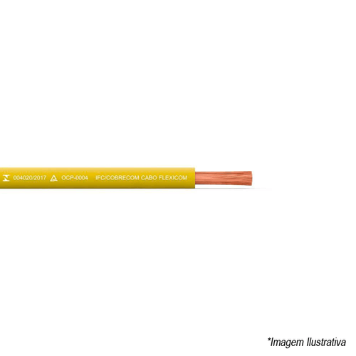 Cabo Flexível Antichama 750V 6mm Amarelo Metro Cobrecom