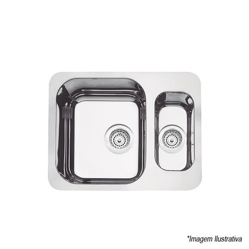 Cuba Dupla 1.5C 34 BL  Inox de Embutir - 58x45 com Válvula e Ladrao  4´1/2 - Tramontina