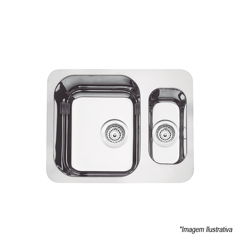 Cuba Dupla 1.5C 34 BL  Inox de Embutir - 58x45 com Válvula e Ladrao  4´1/2 - Tramontina Cuba Dupla 1.5C 34 BL  Inox de Embutir - 58x45 com Válvula e Ladrao  4´1/2 - Tramontina