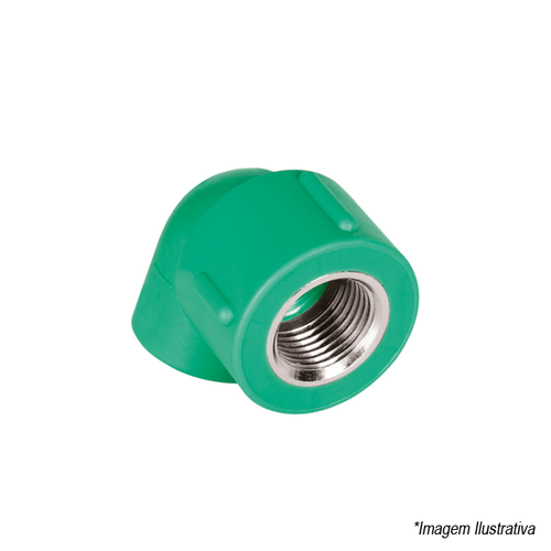 Joelho PPR Termofusão com Inserto Metálico 90º Fêmea/Fêmea  32mm x 3/4´ - Amanco