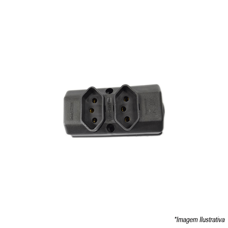 Tomada Dupla 2 Polos 20A Preto 0056325 InterNeed Tomada Dupla 2 Polos 20A Preto 0056325 InterNeed