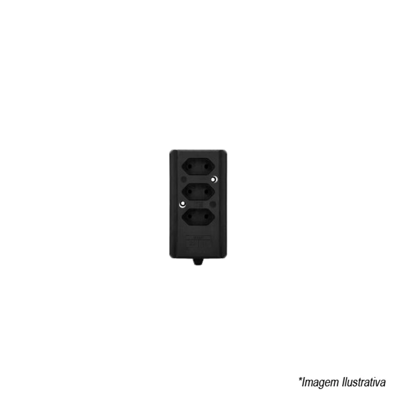 Tomada Triplo 2 Polos 20A Preto 0056333 InterNeed Tomada Triplo 2 Polos 20A Preto 0056333 InterNeed