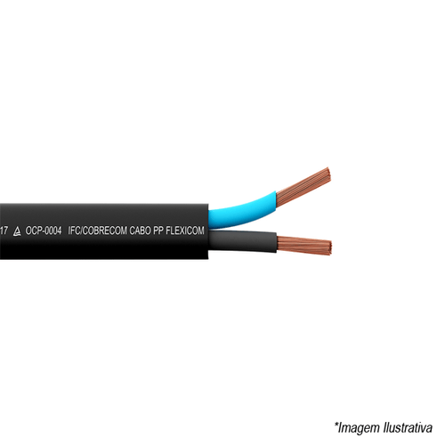 Cabo PP Flexível 500V 2x1mm Metro Cobrecom