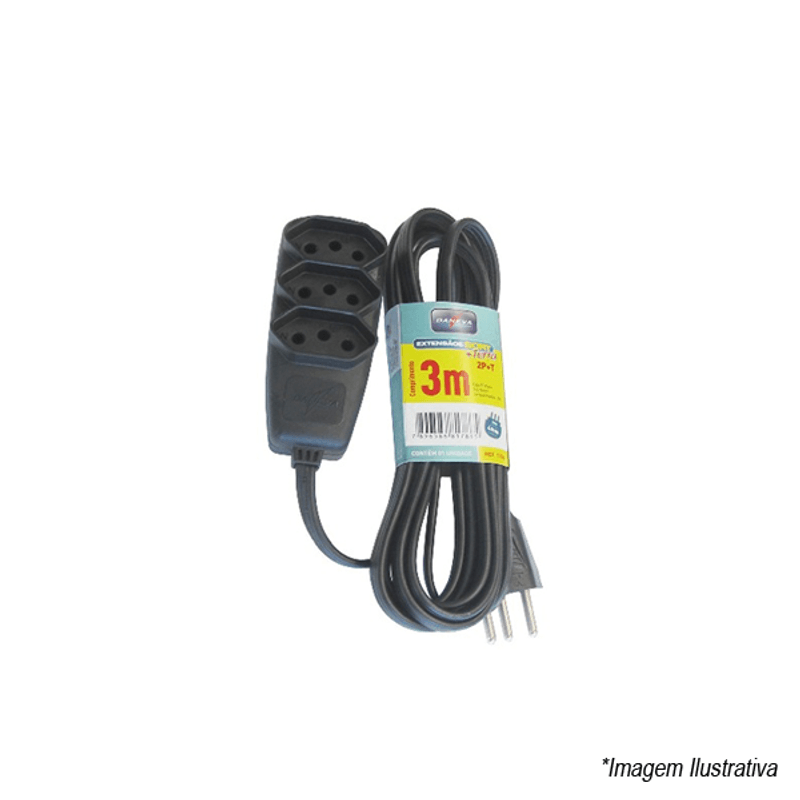 Extensão Tripla Daneva 8Mts 2P + T 10A Extensão Tripla Daneva 8Mts 2P + T 10A
