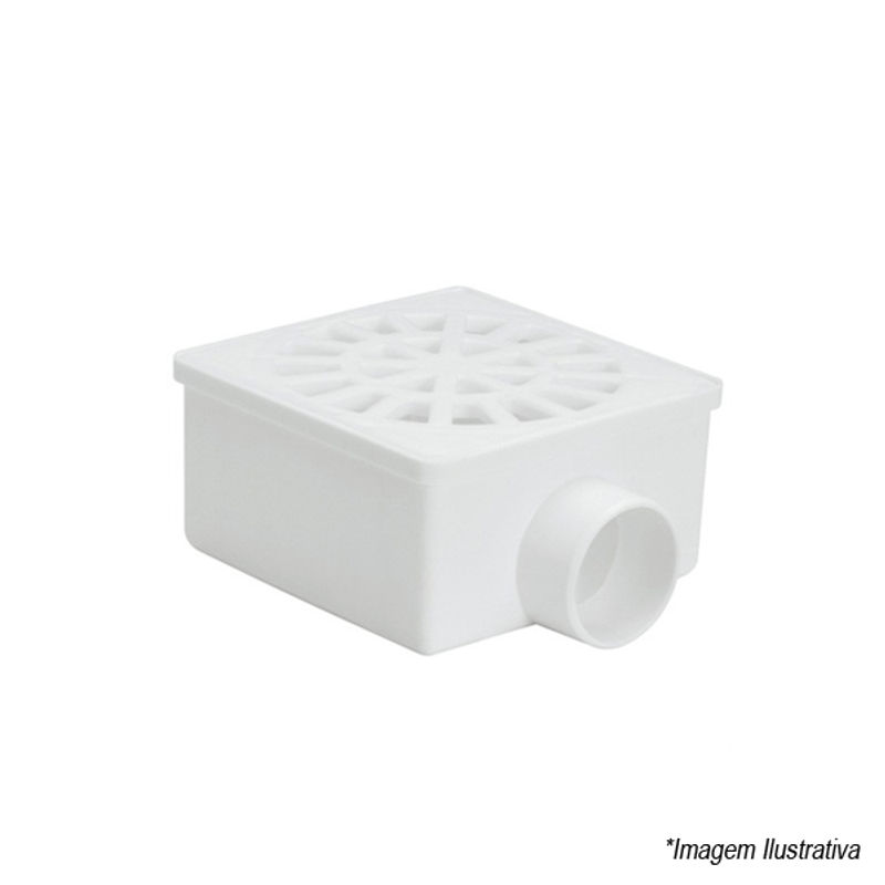 Ralo Sifonado Quadrado 100x40mm com Grelha Branco 10334 Amanco Ralo Sifonado Quadrado 100x40mm com Grelha Branco 10334 Amanco