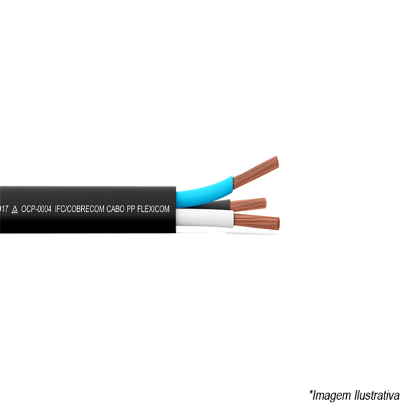 Cabo PP Flexível 500V 3x1mm - Cobrecom Cabo PP Flexível 500V 3x1mm - Cobrecom