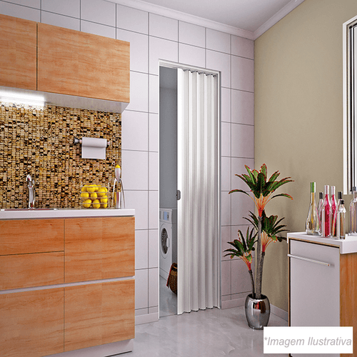 Porta Sanfonada PVC Branca 90x210cm - Plasbil