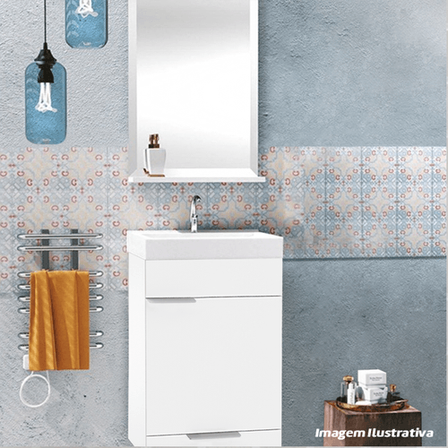 Gabinete para Banheiro com Espelho e Gaveta Like 41x34cm  Branco - Celite