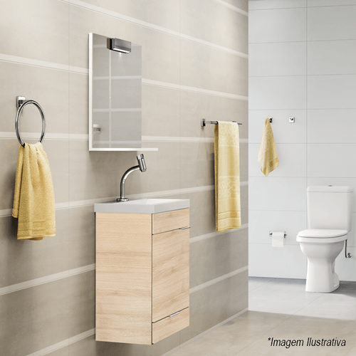 Gabinete para Banheiro com Espelho e Gaveta Like 41x34cm  Carvalho - Celite