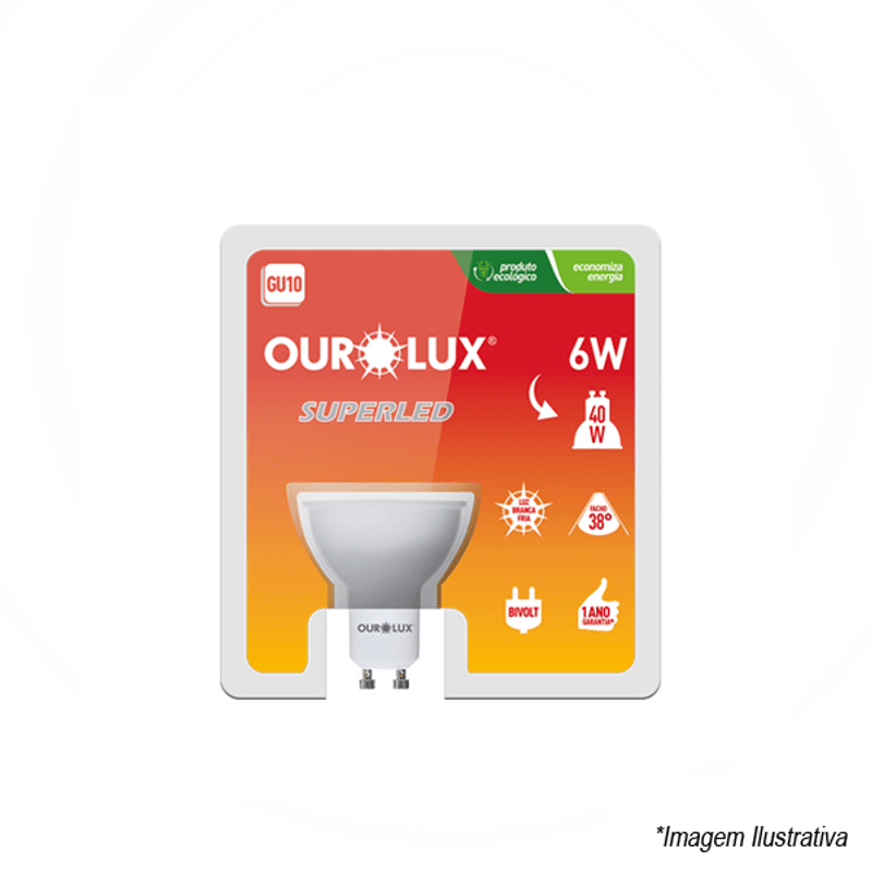 Lâmpada Led Dicroica 6w 420LM 6500K GU10 BIVOLT 20080 OUROLUX Lâmpada Led Dicroica 6w 420LM 6500K GU10 BIVOLT 20080 OUROLUX