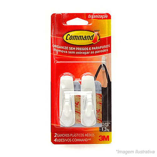 Gancho Suporte Plástico Branco  1,3Kg - 3M
