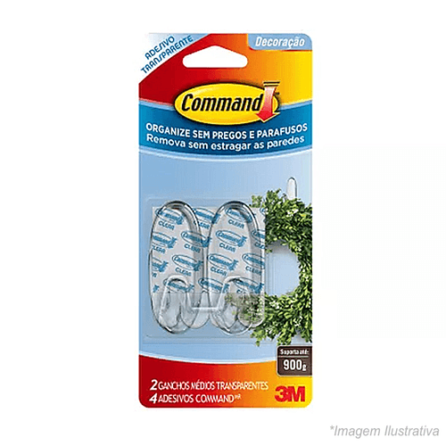 Gancho Suporte Plástico Transparente  900g - 3M