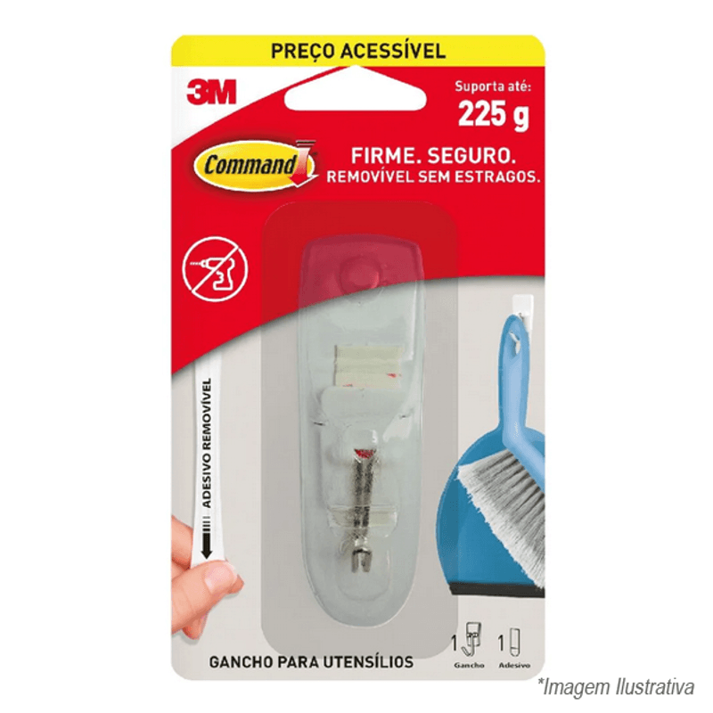 Gancho Suporte Plástico Branco  225g - 3M Gancho Suporte Plástico Branco  225g - 3M