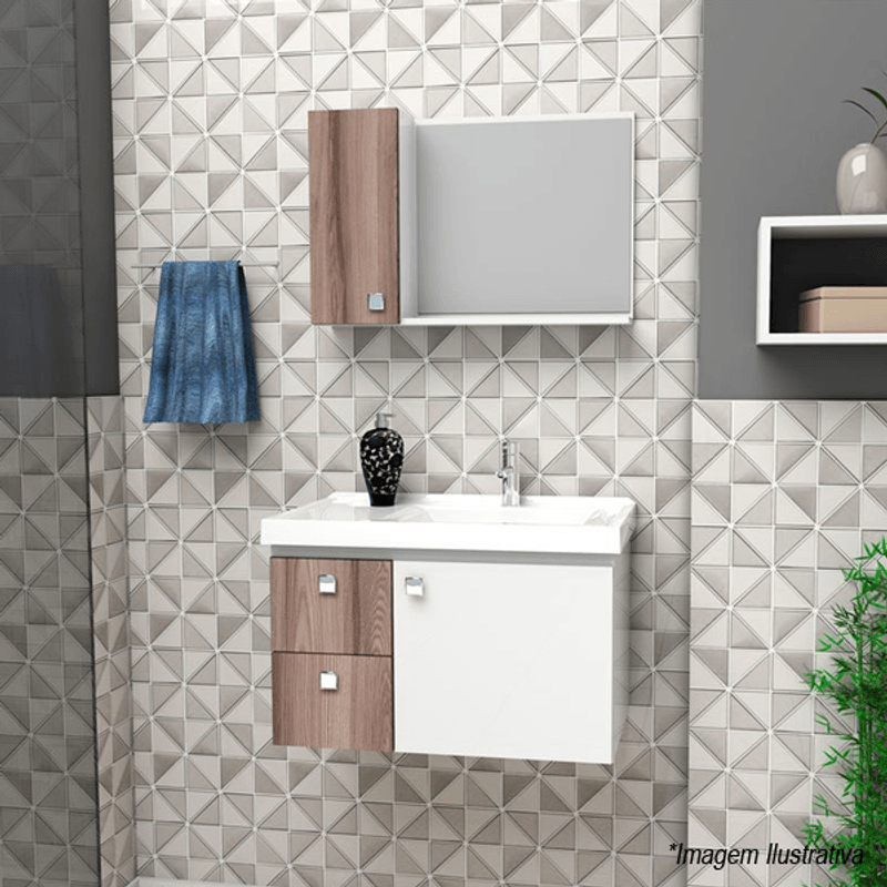 Gabinete para Banheiro sem Espelheira Moara 60cm  Branco/Dakota - Cozimax