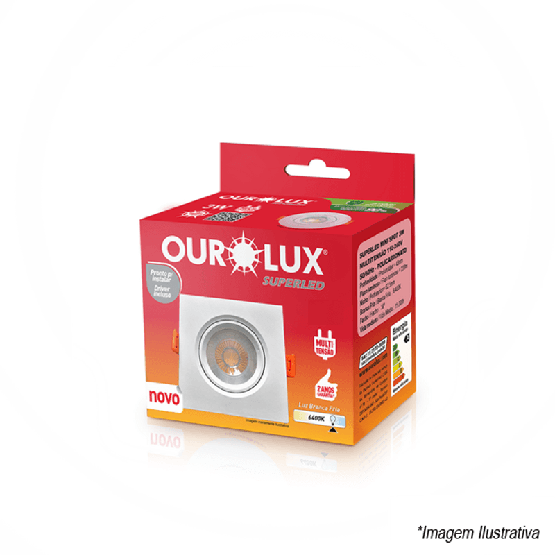 Spot Led Quadrado 6400k Bivolt 5w Branco - Ourolux Spot Led Quadrado 6400k Bivolt 5w Branco - Ourolux