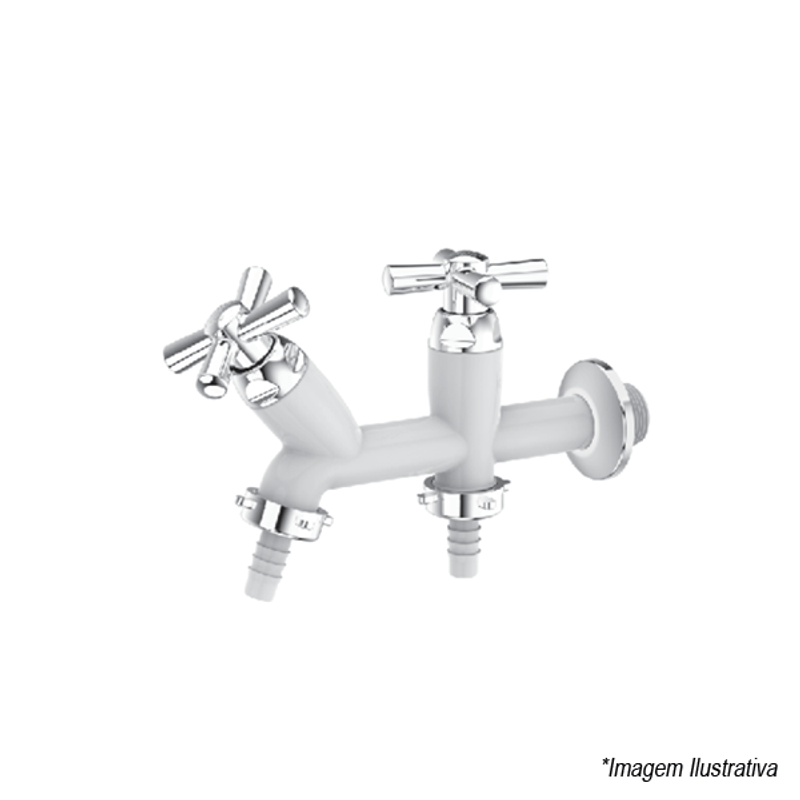 Torneira para Tanque e Máquina Cross 1/2´x3/4´ Branca - Tigre Torneira para Tanque e Máquina Cross 1/2´x3/4´ Branca - Tigre
