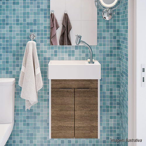 Gabinete para Banheiro com Espelho Saveiro 40x22cm  Wengue/Branco - Celite