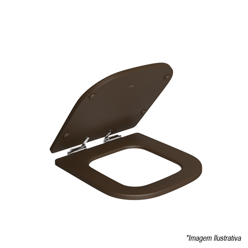 Assento Sanitário Slow Close Marrom Fosco Piano Cromado AP.337.22 - Deca Assento Sanitário Slow Close Marrom Fosco Piano Cromado AP.337.22 - Deca