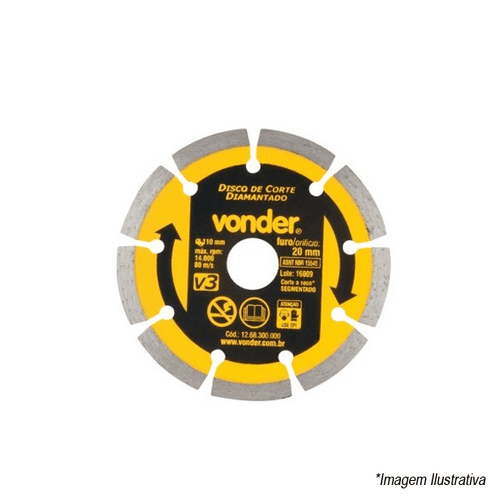 Disco de Corte Diamantado 110mm Furo 20mm 12.68.300.000 Vonder