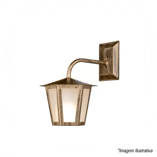 Arandela de Aço Ideal Sextavada Ouro Velho C/Braço L-1-B