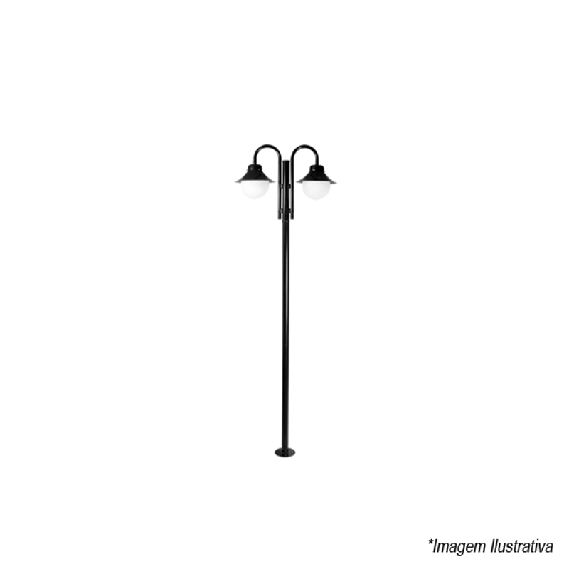 Poste de Aço Ideal Com Vidro P-28/2 Preto Poste de Aço Ideal Com Vidro P-28/2 Preto