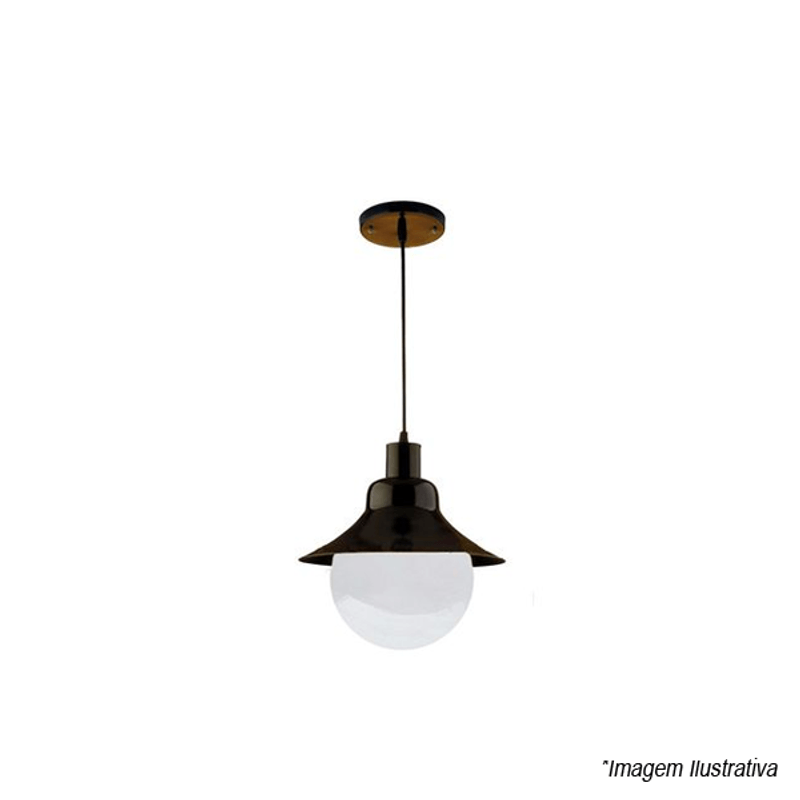 Pendente de Aço Ideal com Vidro 728 Preto B10 Pendente de Aço Ideal com Vidro 728 Preto B10