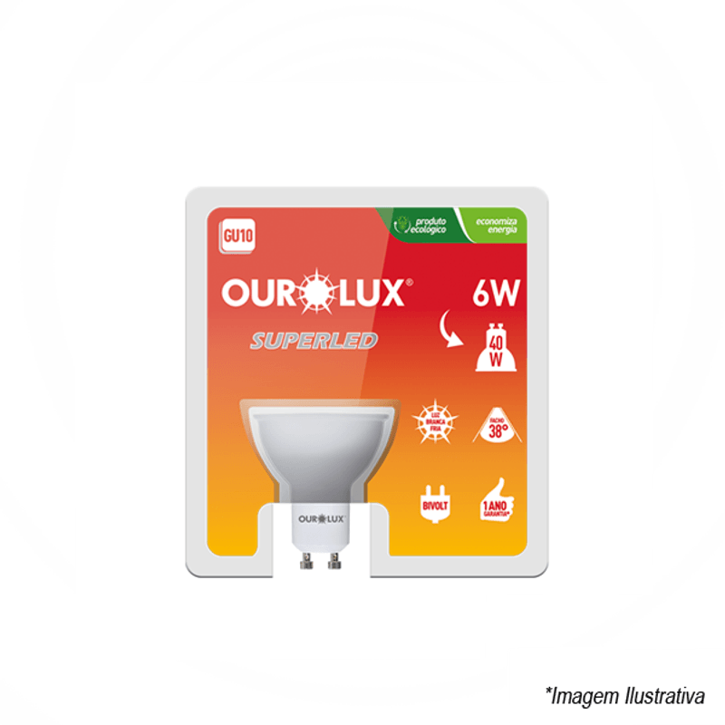 Lâmpada Led Dicroica 6w 420LM 3000K GU10 BIVOLT 20085 OUROLUX Lâmpada Led Dicroica 6w 420LM 3000K GU10 BIVOLT 20085 OUROLUX