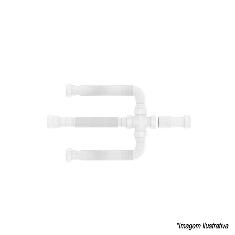 Sifão Sanfonado Triplo Universal Tubo Extensivo  Branco - Blukit Sifão Sanfonado Triplo Universal Tubo Extensivo  Branco - Blukit