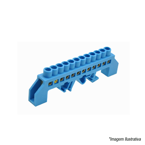 Barramento Neutro 10 Furos Azul 395 JNG - Brum