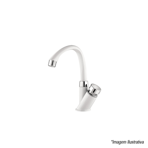Torneira para Banheiro Bica Alta Automática  Branco com Cromada - Tigre