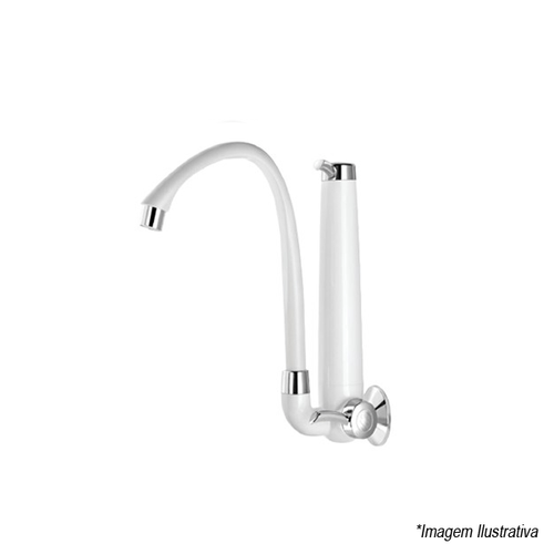 Torneira de Parede com Purificador e Bica Móvel para Cozinha  Branca com Cromo - Tigre