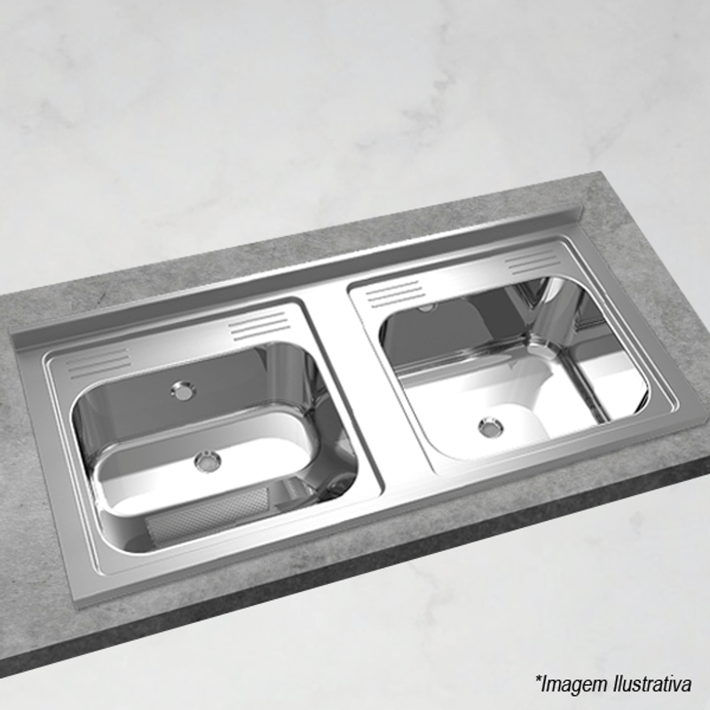 Tanque Duplo Stantard Inox com Cuba Molho  130x60x23cm - Mekal Tanque Duplo Stantard Inox com Cuba Molho  130x60x23cm - Mekal