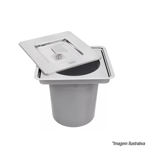 Lixeira de Embutir Quadrada 94518205 Inox c/Balde Plástico - Tramontina