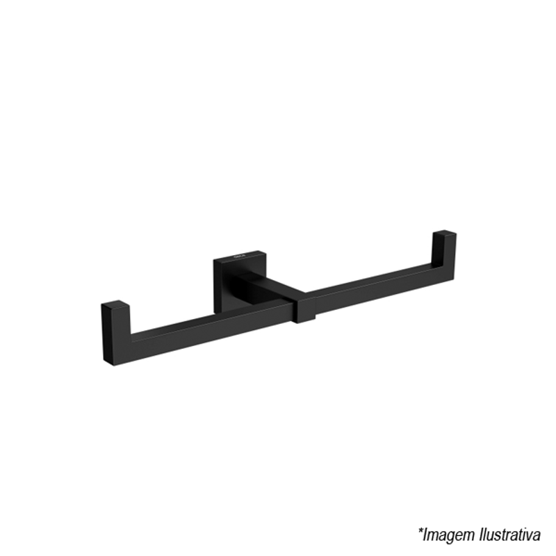 Papeleira Dupla Quadratta Black Matte 2022.BL83.MT - Deca Papeleira Dupla Quadratta Black Matte 2022.BL83.MT - Deca