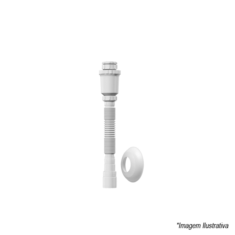 Sifão Sanfonado com Copo de Saída Para Baixo  Branco - Censi Sifão Sanfonado com Copo de Saída Para Baixo  Branco - Censi
