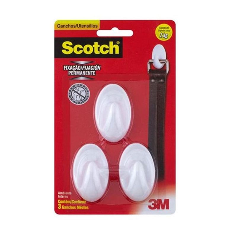 Gancho Suporte Plástico Branco  2Kg - 3M Gancho Suporte Plástico Branco  2Kg - 3M