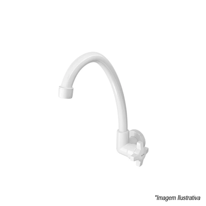 Torneira para Cozinha de Parede de Plastico Bica Alta Branca Hydramax - Hydra Torneira para Cozinha de Parede de Plastico Bica Alta Branca Hydramax - Hydra