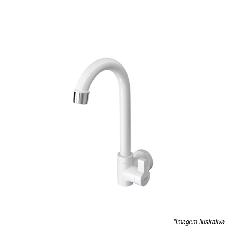 Torneira para Cozinha de Parede de Plastico Branca com Arejador Hydraplus - Hydra Torneira para Cozinha de Parede de Plastico Branca com Arejador Hydraplus - Hydra